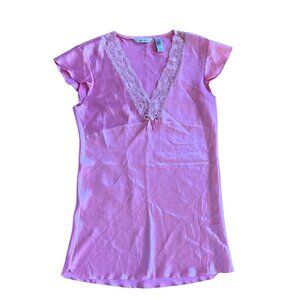 Delicates Pink Lace Trim Slip with Cap Sleeves Size Women's small